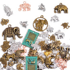 stino 100g Metal Pendant Charms for Jewelry Making, Bulk Silver & Gold Plated Charms for Braclet Necklace Crafts, Animal Plant Flower Pet and so on - color: Elephant Mixed Color