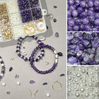 Basigeese Jewelry Making Supplies Kit Natural Stone Beads for Irregular Gemstone Beading with for DIY Craft Bracelet Necklace Earrings for Adults (Amethyst) - color: Amethyst