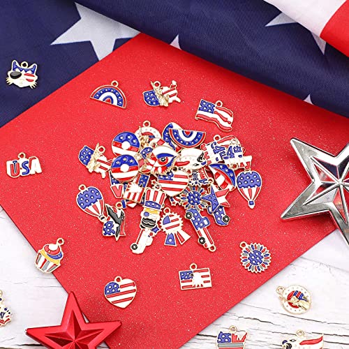 SANNIX 110Pcs Independence Day Charms, Patriotic Charms 4th of July Red White Blue Charm American Flag Charm for Bracelets Necklaces Earrings Making - style: Patriotic Charms