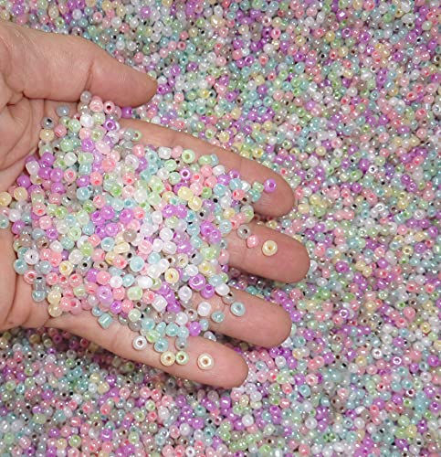 Seed Beads 6/0 4mm Glass Pony Beading DIY Craft Jewelry Making Assorted Mixed Colors, Large Bulk Set of Beads (Pastel Colors 3/4 Pound) - color: Pastel Colors 3/4 pound