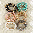 RIAH FASHION Bohemian Acrylic Druzy Multi-Layer Bead Statement Bracelet - Versatile Faux Stone Pendant Stretch Strand Stackable Cuff Bangle Set Sparkly Crystal - color: Bohemian Oval Druzy Set - Black