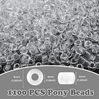 QPIXVB 1100PCS Clear Pony Beads,Kit Beads for Bracelets Making,Clear Bead for Hair,Bead for Keychain Necklace Making,Jewelry Making,Crafts,Necklace Keychain Charms Making Supplies - color: transparent beads