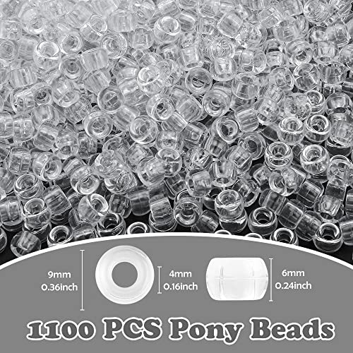 QPIXVB 1100PCS Clear Pony Beads,Kit Beads for Bracelets Making,Clear Bead for Hair,Bead for Keychain Necklace Making,Jewelry Making,Crafts,Necklace Keychain Charms Making Supplies - color: transparent beads