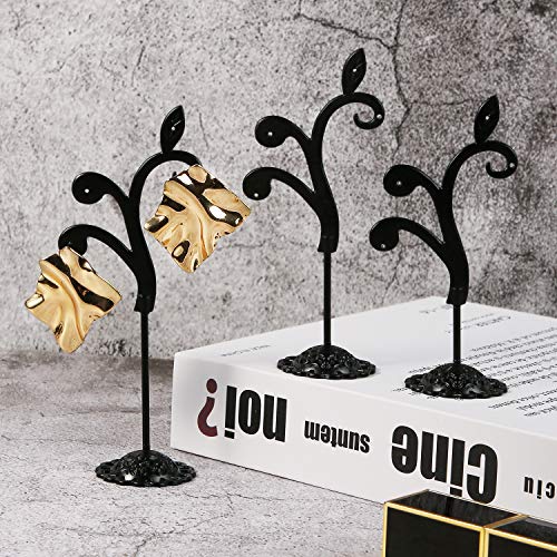 Black Earring Stand Detachable Metal Earring Display Storage Rack for Photography Jewelry Props Show Closet Retail Store Display 3 Pcs, Vine Shape