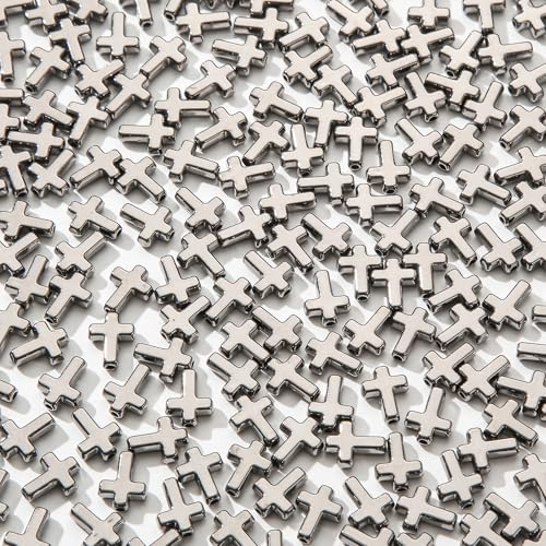 300pcs Cross Beads Acrylic Black Cross Bead Crosses Spacer Bead Bulk for DIY Crafting Necklace Bracelet Jewelry Making Keychain (Black) - color: black