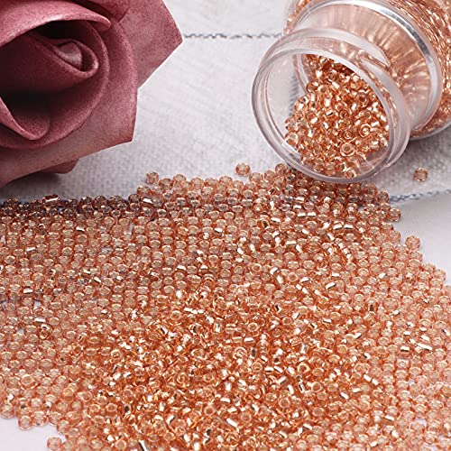 2100 Pcs Size 6/0 Glass Seed Beads, 4 mm Rose Gold Small Mini Spacer Loose Pony Beads for Jewelry Making and DIY Crafts - color: Rose Gold, size: Large
