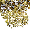AD Beads 1440 Pieces Mixed Size No Hotfix Glue on Quality Glass Flatback Rhinestones Round Crystal Gems (12 Jonquil) - color: Jonquil 12