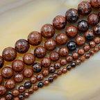 AD Beads Natural Gemstones Faceted Round Spacer Loose Beads 15.5'' 4mm to 10mm (6mm, Faceted Mahogany Obsidian) - color: Faceted Mahogany Obsidian, size: 6mm