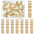 Yinkin 40 Pieces Zircon Rhinestone Beads Tube Column Pave Bead Charms Cubic Zirconia Big Hole Spacer Jewelry Bracelet Connector Crystal for DIY(Gold)