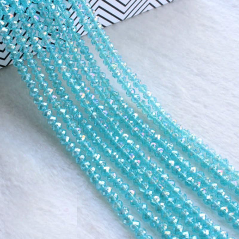 415pcs Rondelle Crystal Glass Beads 2mm 4mm 6mm 8mm Mixed Sizes, Faceted Briolette Spacer Czech Seed Loose Beads for DIY Jewelry Making (Sky Blue) - color: Sky Blue
