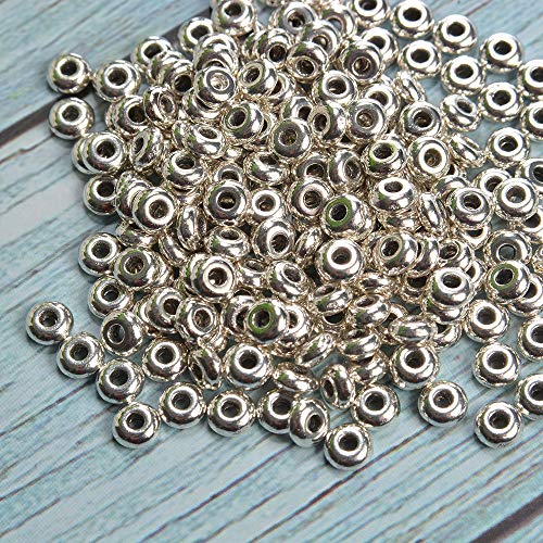 Wixine 200Pcs Round Silver Stainless Steel Spacer Beads DIY Jewelry Findings