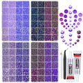 qiipii 8 Color 2-6mm Purple Jelly Resin Rhinestones w B7000 Jewelry Glue for Bedazzling Crafting Flatback Stones Gems Diamonds for Nails Face Eyes Makeup Tumblers Bottles Crafts Clothes Shoes Phones - color: Light / Dark / Peacock Purple Series Rhinestone