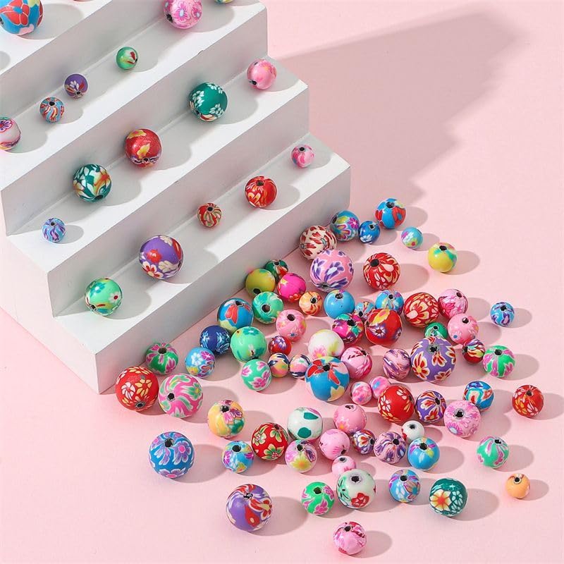 DAHI 250pcs 6mm Polymer Clay Beads Round Beads for Making Bracelet Necklace Earring Accessories DIY Handmade Craf（6mm） - size: 6x6mm
