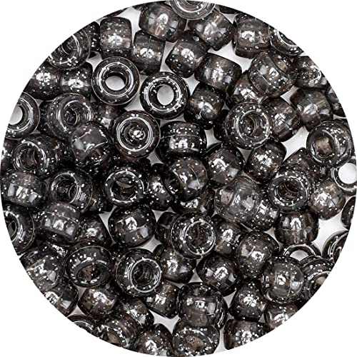 Iooleem Pony Beads(1000pcs Black Glitter Pony Beads), Beads for Jewelry Making, Beading Supplies, Arts & Crafts Materials for Jewelry Making. - color: Black Glitter, size: Medium Pack