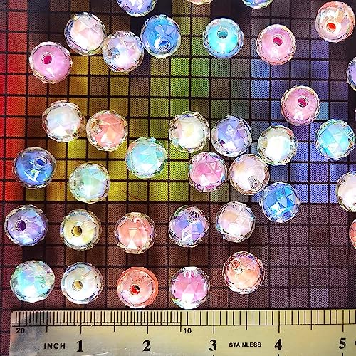 Mixed Lots Shiny AB Color Acrylic Faceted Bead DIY Beading Hairband Bracelets Necklace Craft Embelishment (Mixed Colors-1) - color: Mixed Colors-1