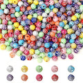1000PCS 8mm Acrylic Beads for Bracelets,Colorful Round Sparkle Spiral Bead Bulk for DIY Jewelry Keychains Friendship Bracelet Charms Crafts Supplies (Multicolor, Threaded 1000PCS)
