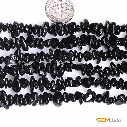 GEM-Inside 7-8MM Labradorite Chips Beads Gemstone Gem Loose Beads Findings Accessories Strand 34 Inches - color: Black Tourmalin