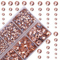 4000Pcs Mixed Size Hot Fix Round Crystals Gems Glass Stones Hotfix Flat Back Rhinestones (Champagne) - color: Champagne, size: 4000 Count (Pack of 1)