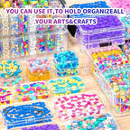 Bead Organizer Box 58 Pcs, 3-Tier Stackable Storage Box, and 3 Different Container Sizes Small Plastic Containers with Lids, Portability, Clear Organizers for Jewelry DIY Craft Storage - size: 3-Tier 8L+20M+30S