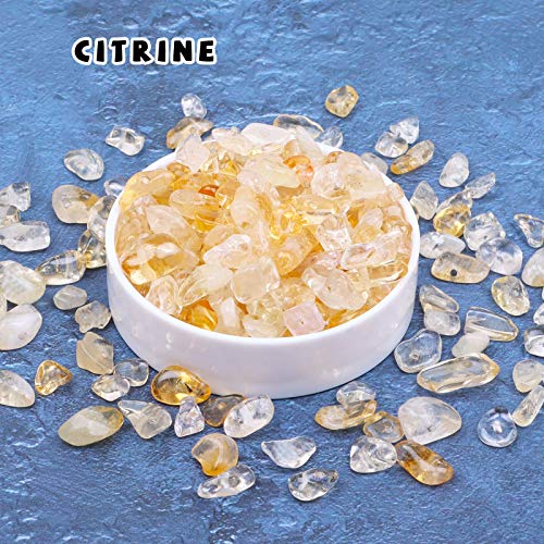 500 pcs Natural Chip Stone Beads, Citrine 5-8 mm Irregular Gemstones Healing Crystal Loose Rocks Bead Hole Drilled for Jewelry Making Bracelet - color: Citrine