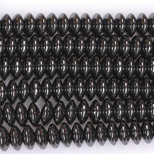 HAAMIIQII 160pcs 8mm Natural Black Hematite Loose Gemstone Beads Rondelle Shape Spacer Stone Beads for Jewelry Making DIY Bracelets Necklaces Crafting - color: Rondelle Shape, size: 8mm