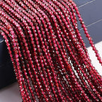 2 Strands Natural Stone Beads Garnet Gemstone Faceted Loose Beads for Jewelry Making Necklace Length 15" Size 2mm - size: 2 mm