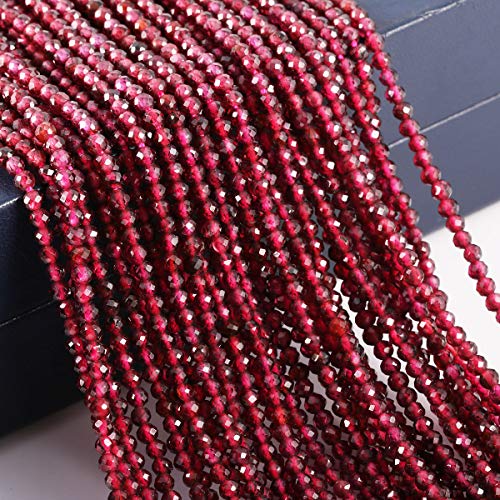 Natural Stone Beads Garnet Gemstone Faceted Loose Beads for DIY Jewelry Making Necklace Bracelrt 2 Strands/Pack Length 15" Size 4.5mm - size: 4.5mm
