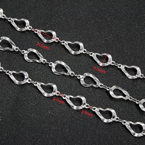 2 Yard Stainless Steel Jewelry Making Chains Bulk Hollow Drop Link Chain for Necklace DIY Jewelry Supplies - color: Silver Drop
