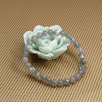 Angelstones Handmade Natural Healing Gemstone 6mm Round Beads Stretch Crystal Bracelet 7 Inch Unisex - color: Labradorite