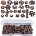 Jdesun 120 Gram Mixed Styles Bead Caps Tibetan Alloy Flower Caps Spacer Beads Jewelry Accessories for DIY Necklace Bracelet Crafts, Antique Red Copper - color: Red Copper