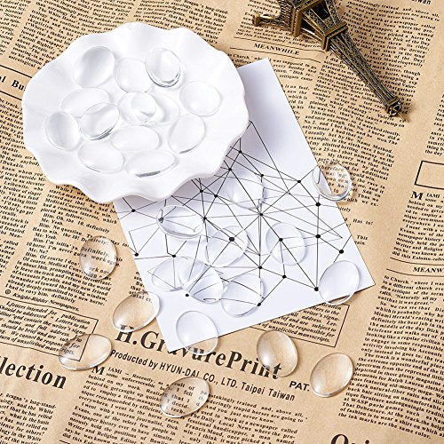 Craftdady 200Pcs Transparent Glass Cabochons 25x18mm Oval Clear Glass Flat Back Dome Tile Cabochons Covers for Photo Pendant Jewelry Making - color: Transparent Clear, size: 25x18mm Oval