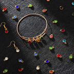 Hicarer 72 Pcs Crystal Birthstone Charms DIY Beads Pendant Crystal Charm for Jewelry Necklace Bracelet Earring Making, 7 mm - color: Light Colors, Golden Base