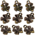 Heather's cf Four Leaf Clover Silver Leaf Beads 100-150 Pcs Leaves Craft Antique Leaf Charms for Crafting Leaf Pendant Charm for Necklace Bracelet Earring Making Fall Leaf Beads Set - color: Brass Clover