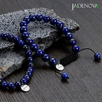 JADENOVA Natural Bead Bracelet Semi Precious Gemstone Beaded Bracelet for Women Healing Crystal Stone Stretch Bracelet Men Couple Bracelets (2pcs,6-8mm/8-10mm) - color: Lapis Lazuli, size: 8mm/10mm