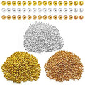 1500PCs Metal Spacer Beads for Jewelry Making - 4mm Metallic Plated Round Smooth Loose Ball Crimp Stopper Beads, 1.5mm Hole (Gold, Silver, K Gold) - color: 4mm, Gold Silver K Gold