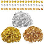 1500PCs Metal Spacer Beads for Jewelry Making - 4mm Metallic Plated Round Smooth Loose Ball Crimp Stopper Beads, 1.5mm Hole (Gold, Silver, K Gold) - color: 4mm, Gold Silver K Gold