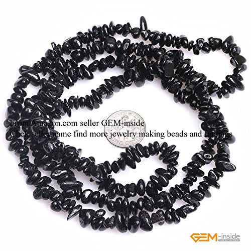 GEM-Inside 7-8MM Labradorite Chips Beads Gemstone Gem Loose Beads Findings Accessories Strand 34 Inches - color: Black Tourmalin
