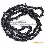 GEM-Inside 7-8MM Labradorite Chips Beads Gemstone Gem Loose Beads Findings Accessories Strand 34 Inches - color: Black Tourmalin