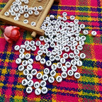 Amaney 500pcs White Acrylic Number Beads 7x4mm Mixed Number Beads Acrylic Plastic Round Shape Loose Beads - color: White, size: 7x4mm