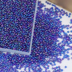 Size 3 mm 8/0 Glass Seed Beads, 5100 Pcs Small Mini Spacer Loose Pony Beads for Jewelry Making and DIY Crafts (AB Blue Purple) - color: AB Blue Purple, size: Medium