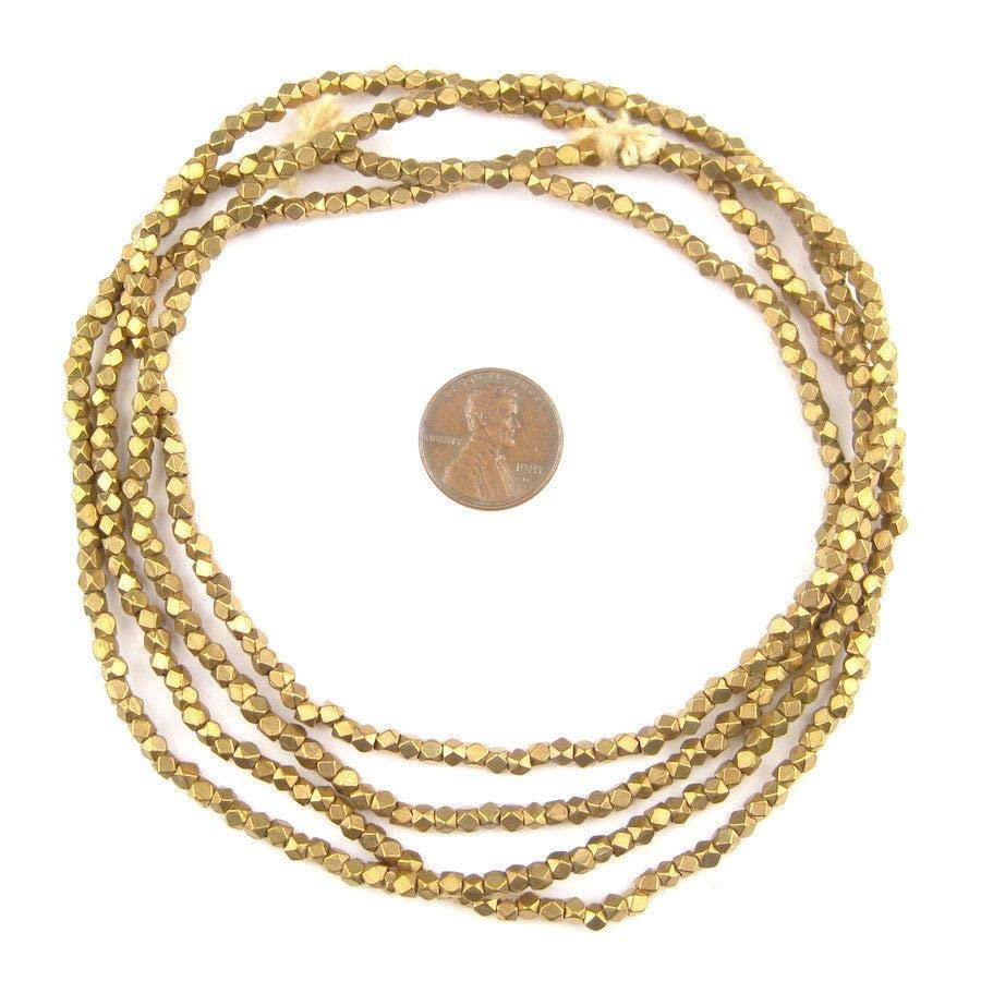 The Bead Chest Cornerless Cube Beads - Full Strand of Faceted Ethnic Metal Spacers (3mm, Antiqued Brass) - color: Antiqued Brass, size: 3mm