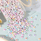 Letter Beads, DECYOOL Acrylic Alphabet Beads with 1 Roll Elastic String for Bracelet Necklace Jewelry Making Supplies (White Colorful) - color: White Colorful