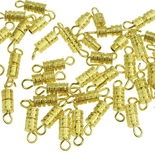 Clasps - 100 Pieces 4 x 15 mm - Barrel Screw Type Clasp - Perfect for Jewerly Making - with Kare & Kind® Retail Packaging (Gold) - color: Gold