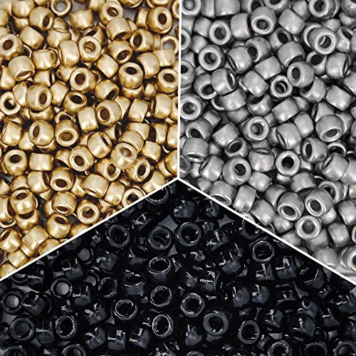 MIIIM 600PCS 6x9mm Pony Beads Bulk, Silver and Gold Pony Beads for Bracelets Making Kit, Kandi Beads, Hair Beads for Braids, Craft Beads for Jewelry Making (Gold) - color: Gold