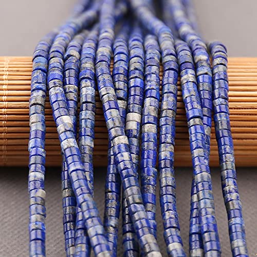 150PCs Natural Lapis Lazuli Spacer Beads, Loose Semi Precious Flat Round Gemstone Heishi Disc Stone Beads for Beading Jewelry Making 4mm*2mm 38cm - color: Lapis Lazuli, size: 4MM*2MM
