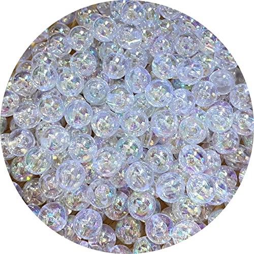 200pcs 10mm Acrylic Round Bubble Beads AB Colorful Plastic Loose Spacer Beads for DIY Craft Making Necklace Bracelet Earring Ornament(Clear AB) - color: Clear AB, size: 10mm