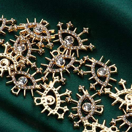 Pack of 20 Rhinestone Charms Gold Plated Pendants Pave Crystal Accessories for Necklace Bracelet Jewelry Making DIY Crafting - color: (Classic Eyes of Horus)VID60101