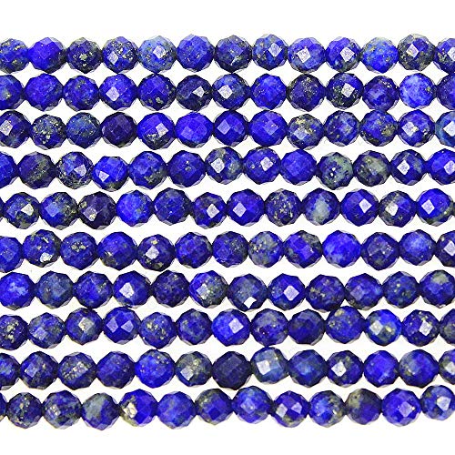 MJDCB 3mm Faceted Natural Lapis Lazuli Round Loose Beads for Jewelry Making DIY Bracelet Necklace - color: Lapis Lazuli