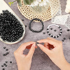 Letter Beads, DECYOOL Acrylic Alphabet Beads with 1 Roll Elastic String for Bracelet Necklace Jewelry Making Supplies (Black White) - color: Black White