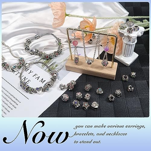 TOAOB 30pcs Assorted Rhinestone European Antique Silver Plating Silver Lampwork Charming Beads Inlaid Rhinestone Large Hole Spacer Beads Charms Supplies for Bracelet Necklace Jewelry Making